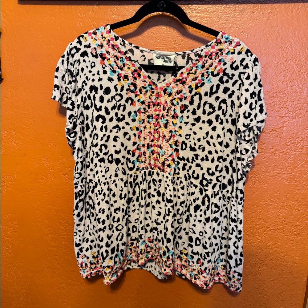 Savanna Jane 3X FUN Leopard and‎ Pink Top